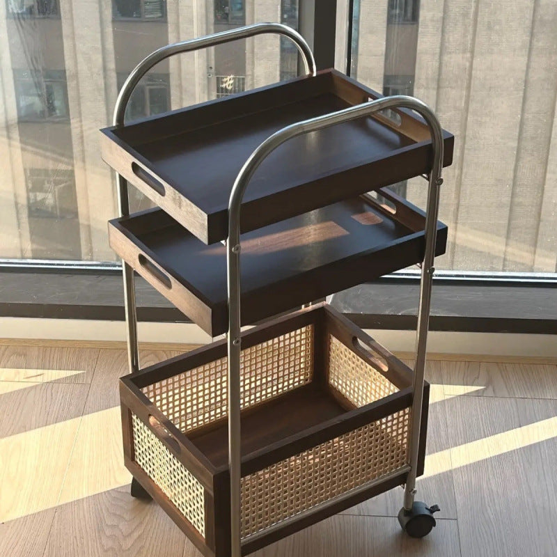 Stainless steel 2-layer trolley DIY Xiaohongshu with wheel rack basin frame bedroom multi-layer mobile storage cp