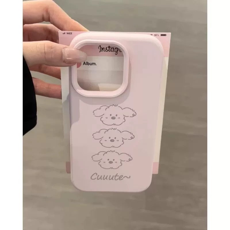 Simple drawing of three puppies printing suitable for apple 17pro glutinous rice shell korean iphone18 mobile phone protective case