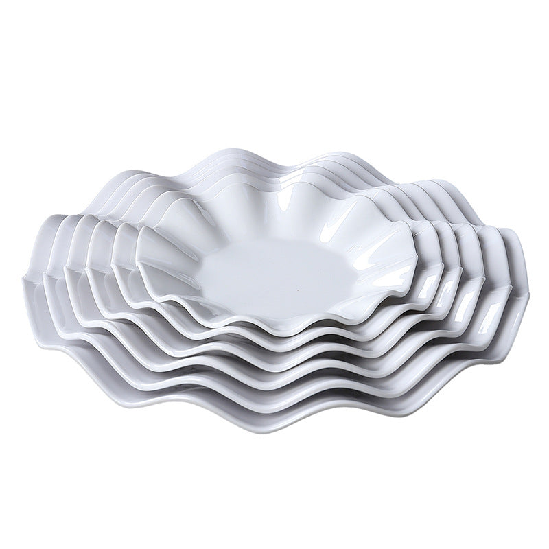 Melamine plate commercial hotel restaurant lace round plate resistant to falling cooking hot dish plate hotel creative cold dish snack plate