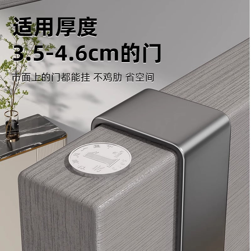 Double-layer clothes hanger behind the door, no need to punch holes, bedroom door hook, door back coat rack, storage rack behind the door