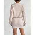 Women's knit set - long sleeve crewneck crop top and slim mini skirt outfit, autumn/winter collection