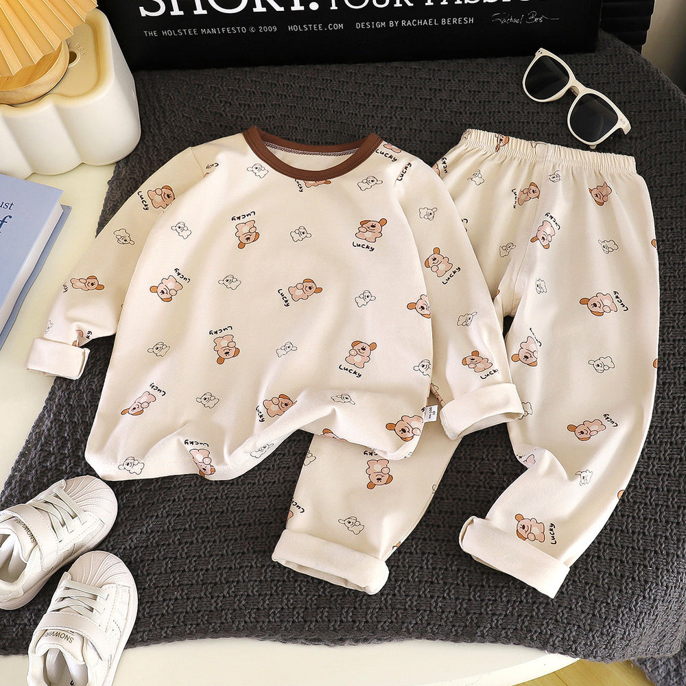 Autumn and winter kids' underwear set, baby lycra cotton thermal underwear, boys' and girls' base layer pajamas, loungewear, children's clothing