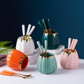 Nordic fruit fork spoon for home stainless steel fruit pick coffee spoon ceramic storage jar suit high-end mooncake knife and fork