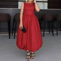 cross-border e-commerce women's fashion: european and american summer new arrivals - elegant, slim-fit, sleeveless solid color dress