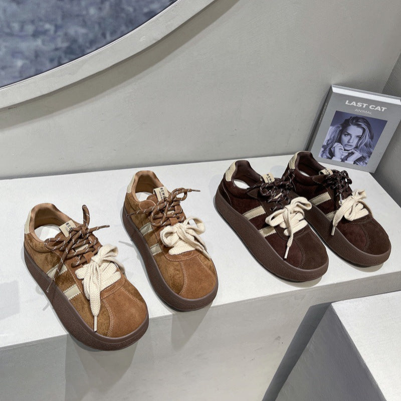 Fashionable retro german army trainers (gats) for women, spring 2026 new collection: suede, chunky sole, platform, casual, versatile, non-slip sneakers