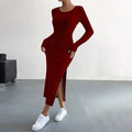 work clothingcasual style dress spring and summer silm slit hip-covering mid-length skirt petitesclassy sense