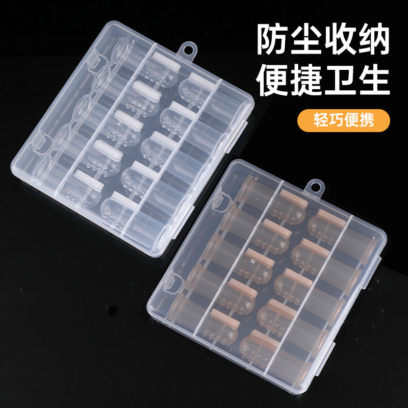 Boxed baby thumb toothbrush, silicone baby teeth brush, finger cover toothbrush, baby tongue coating cleaning brush, ten packs.