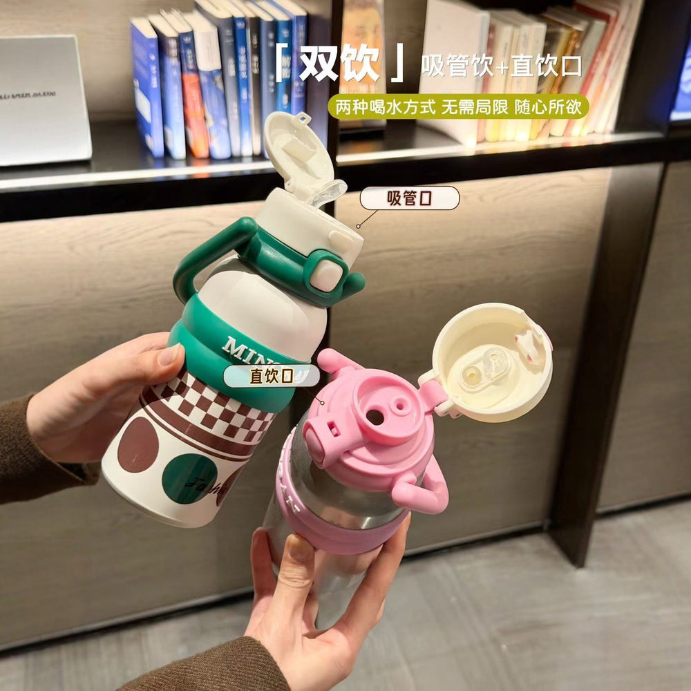 High-style insulated water bottle for girls, large-capacity kids' water cup, 316 stainless steel tumbler, convenient portable water bottle for students