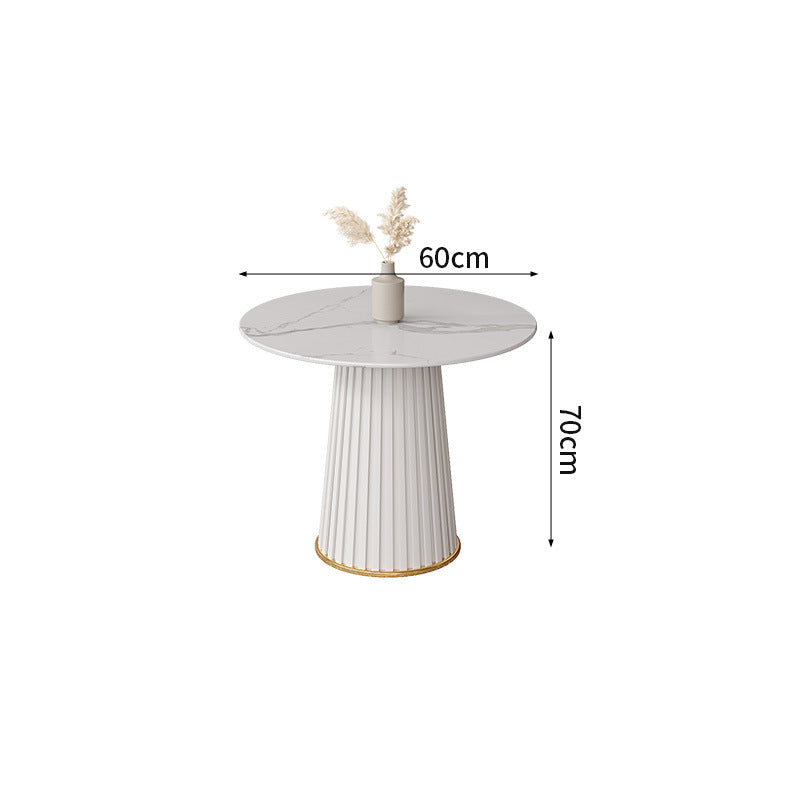 Cream style normcore slate leather corner table modern living room round small apartment size round coffee table sofa combination