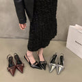 Niche style high heels red toe cap sandals fairy shoes 2024new arrival spring summer black french pointed toe flats
