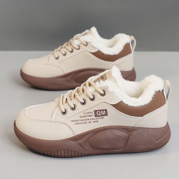 Women's winter 2025 collection: new trendy winter shoes - fleece-lined, extra thick cotton boots, cold-weather warmth, casual chunky sole ankle boots