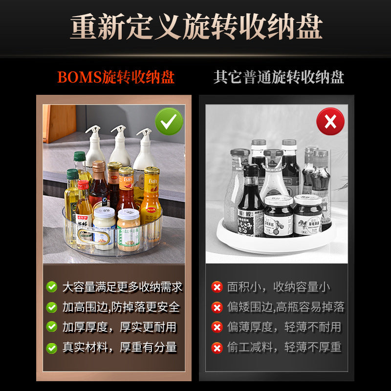 360 ° rotating storage box, kitchen countertop seasoning can plastic finishing box, cosmetic storage tray rack