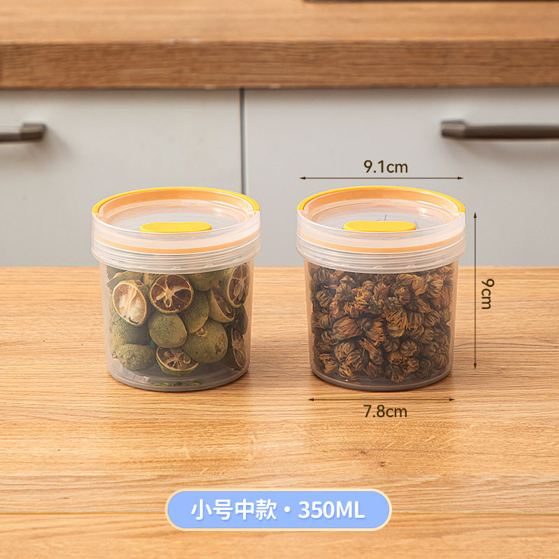 Kitchen plastic transparent grain jar fresh-keeping spices scented tea tangerine peel sealed jar food grade portable round storage box
