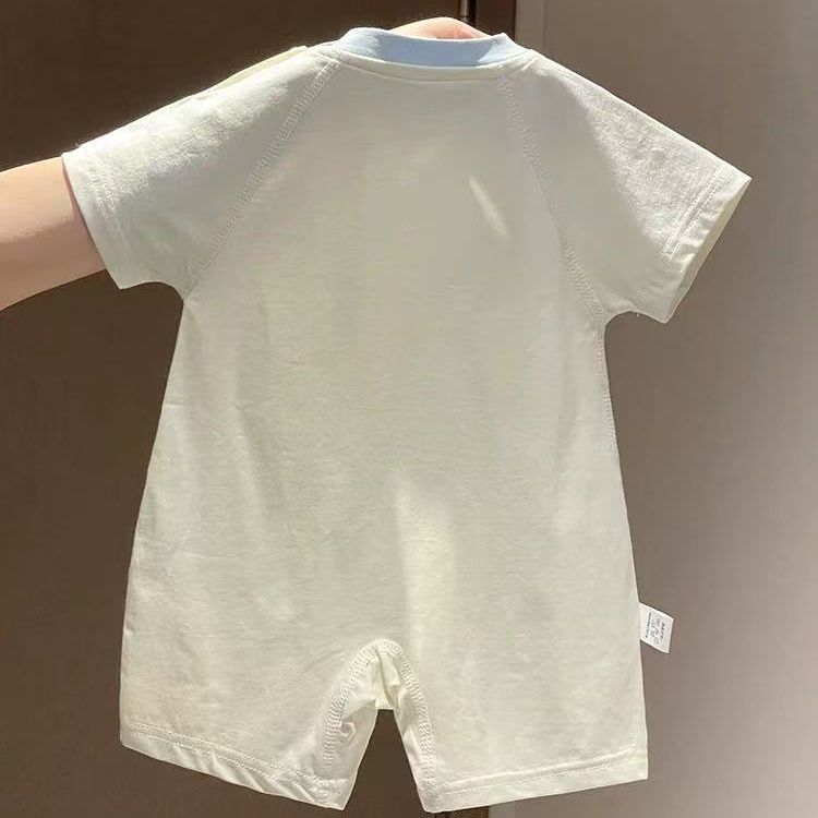 Newborn baby cartoon romper - short sleeve summer outfit for baby girls - elephant print onesie