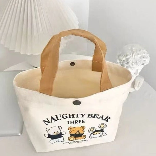 Canvas bag Versatile female student lunch box bag Simple tote bag Small tote bag Office worker rice bag Bento bag Small bag