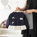 Girls' sweater set - new autumn/winter  collection: little girl's polka dot lace trim cardigan and leggings two-piece set