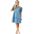 European and american  cross-border big lapel denim suit  summer new women's loose western fashiondress
