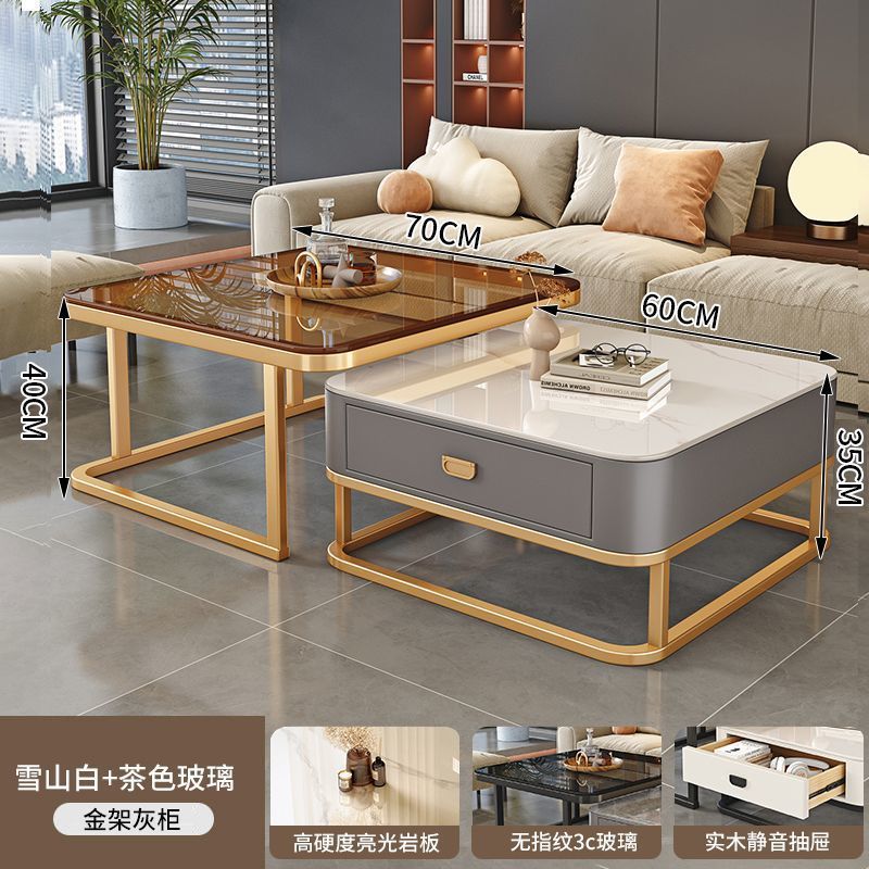 Nordic rock slab coffee table - new arrival: modern minimalist sofa table for living room, small space, and light luxury home decor