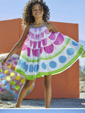 New arrival: girls' summer chiffon sleeveless sundress - trendy rainbow print princess dress for export