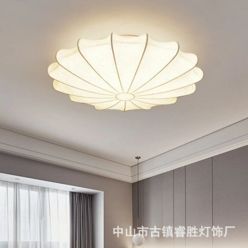 LED bedroom light ceiling lamp silk European style modern simple lighting pastoral creative personality round room lamp