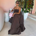European and american cross-border women's clothing:  summer new arrivals - minimalist casual bandeau solid color loose fit slimming long dress