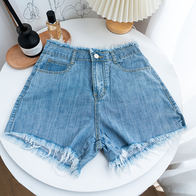 Xintang denim shorts women's summernew arrivalk-stylefashion washed three-quarter pants raw edge washed denim shorts