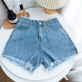 Xintang denim shorts women's summernew arrivalk-stylefashion washed three-quarter pants raw edge washed denim shorts