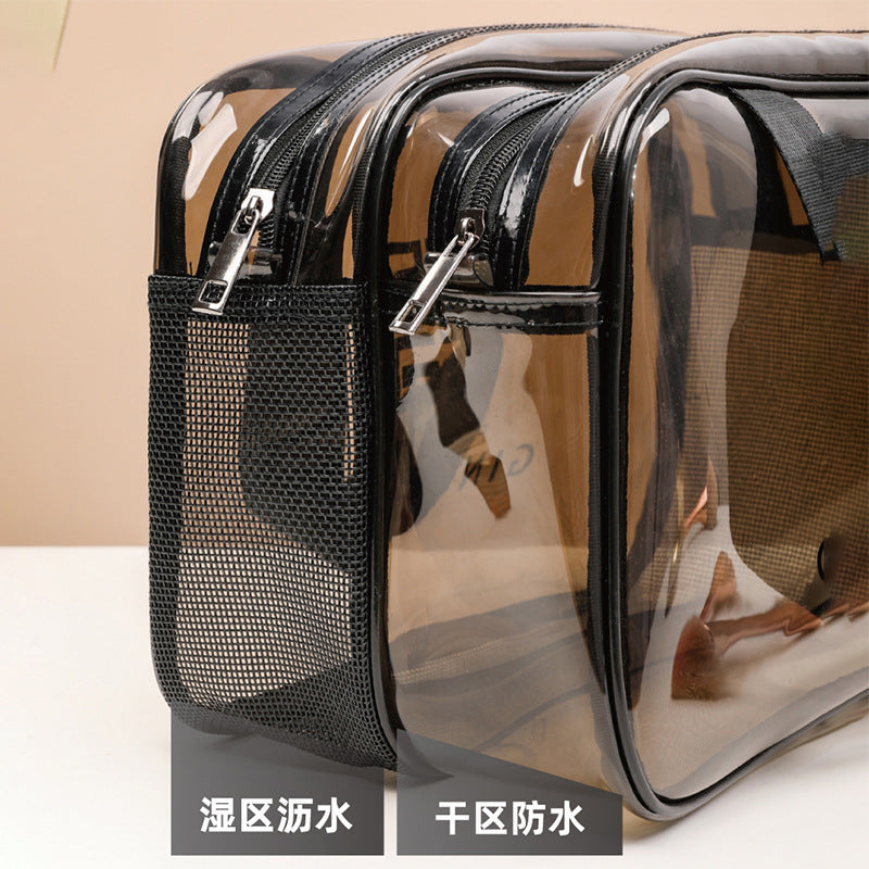 Portable PVC Travel Waterproof Cosmetic Bag Dry and Wet Separation Cosmetic Wash Bag Portable Clothing Storage Swimming Bag
