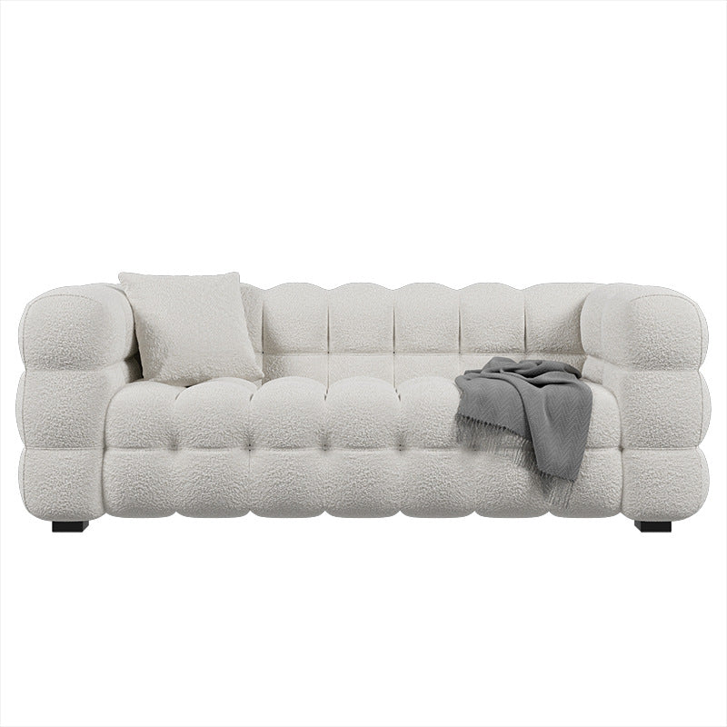 Nordic light luxury teddy lamb velvet sofa, modern minimalist cream style latex italian minimalist chaise lounge sofa