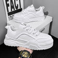 2025 spring men's new breathable white sneakers, trendy versatile chunky sole athletic casual skate shoes, dad shoes