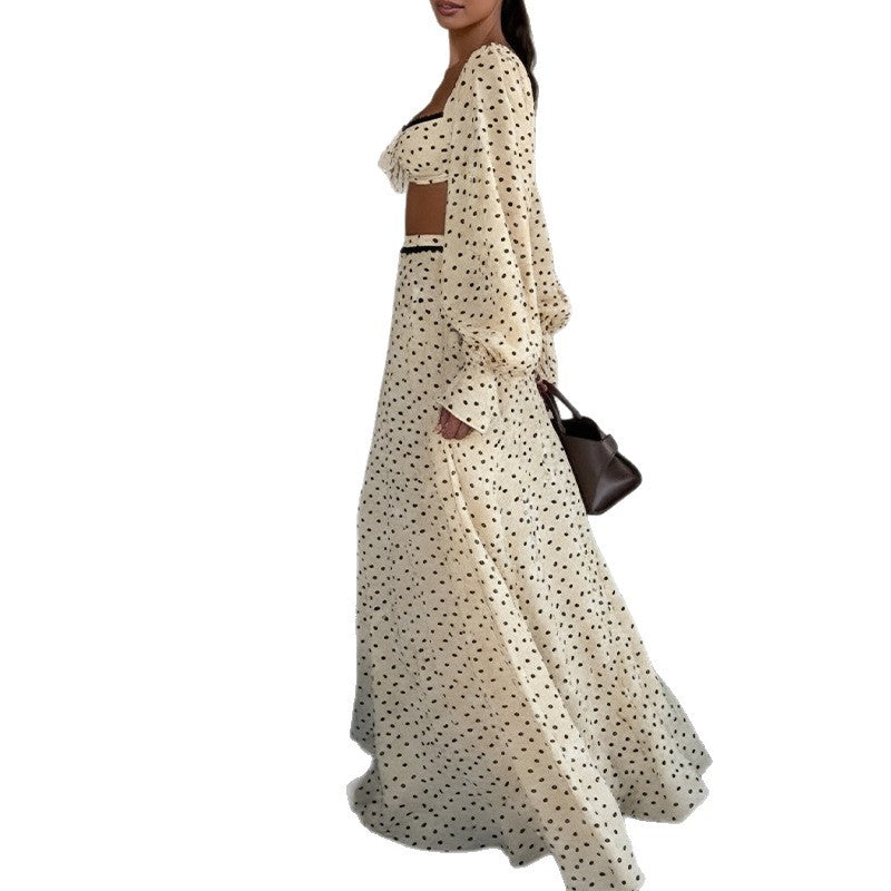 cross-border e-commerce women's fashion: european and american summer new arrivals - sexy polka dot cami dress & chic casual set