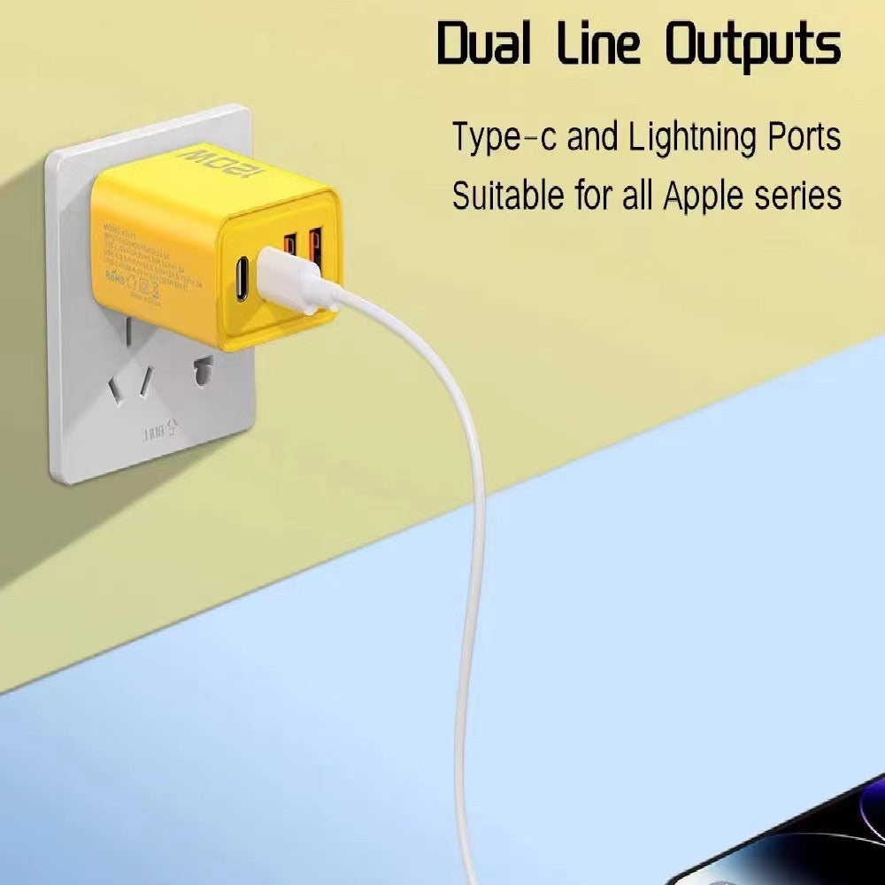 120w mobile phone fast charging charging head dual usb + dual type-c multi-port pd fast charging us and european chargers