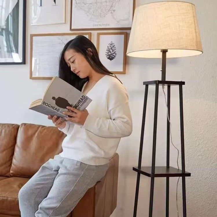 Floor lamp American wood tripod floor lamp bedroom living room study simple modern creative Nordic vertical table lamp