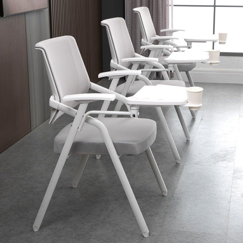 High-end training chair with tabletop, foldable with writing board, white office conference room desk and chair combo, conference chair