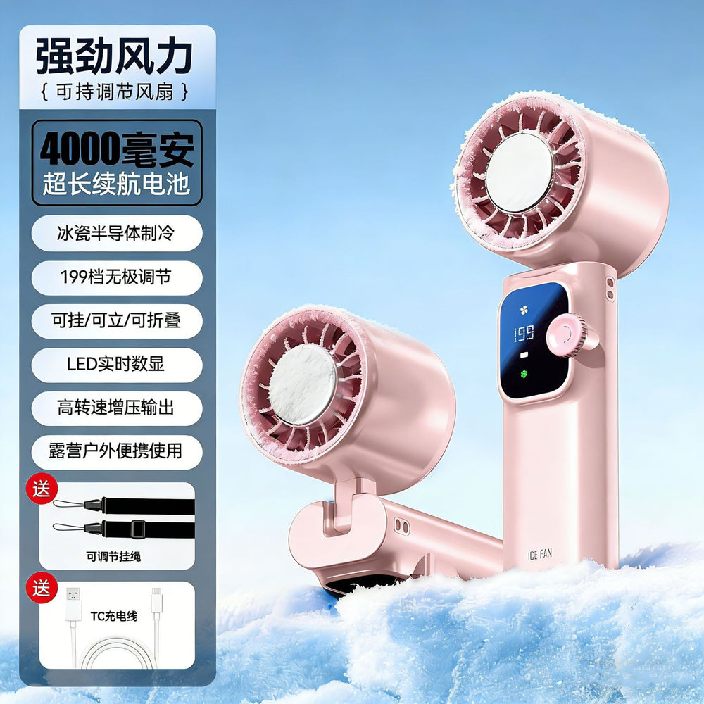 2026 new handheld neck fan with digital display, usb rechargeable, mini portable outdoor camping fan - powerful wind, low power consumption