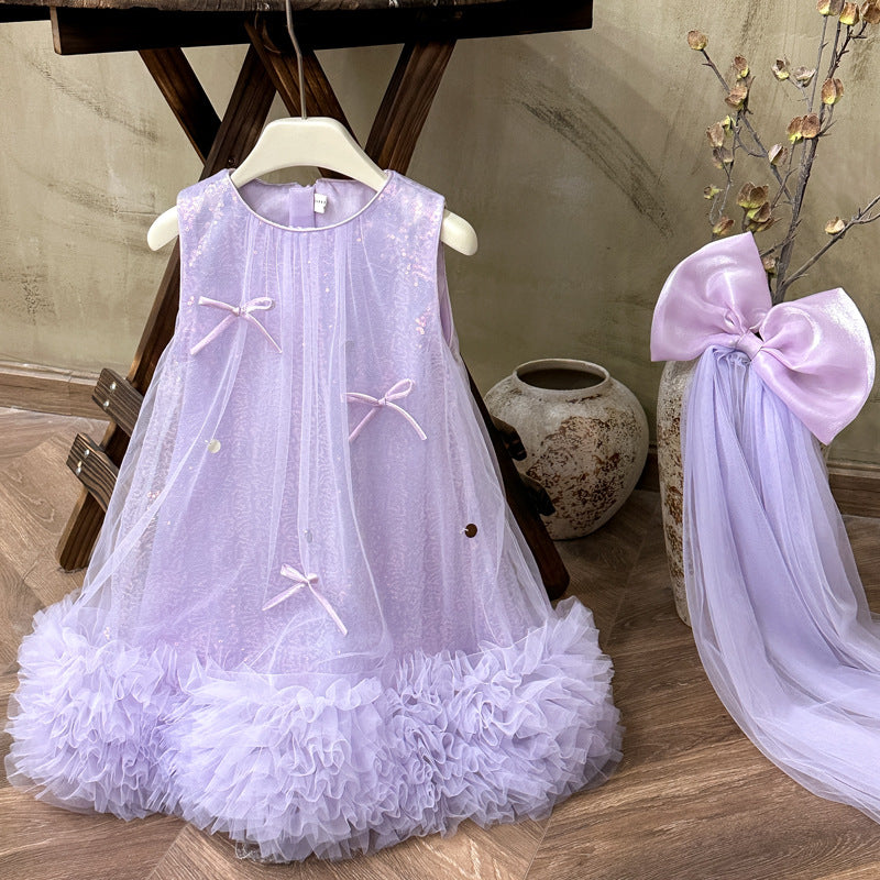 Girls' sleeveless summer dress -  new style, chic baby girl mesh princess dress, kids' summer skirt