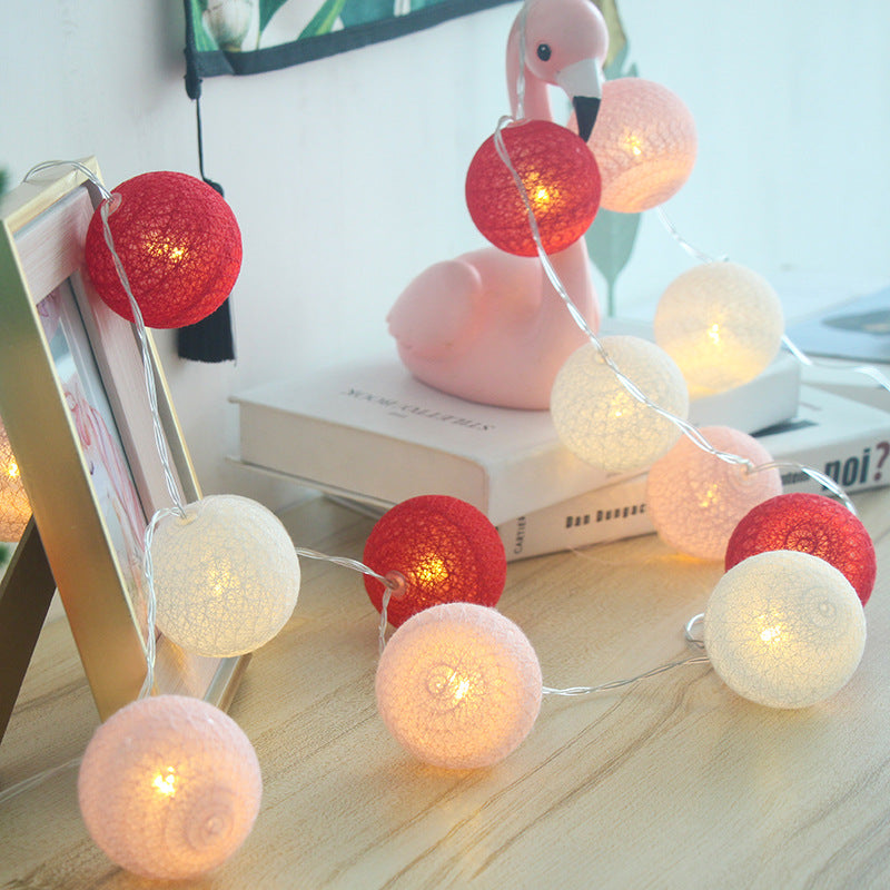 Cotton thread ball lamp Christmas decoration led small lantern string room bedroom wedding arrangement battery box lantern string