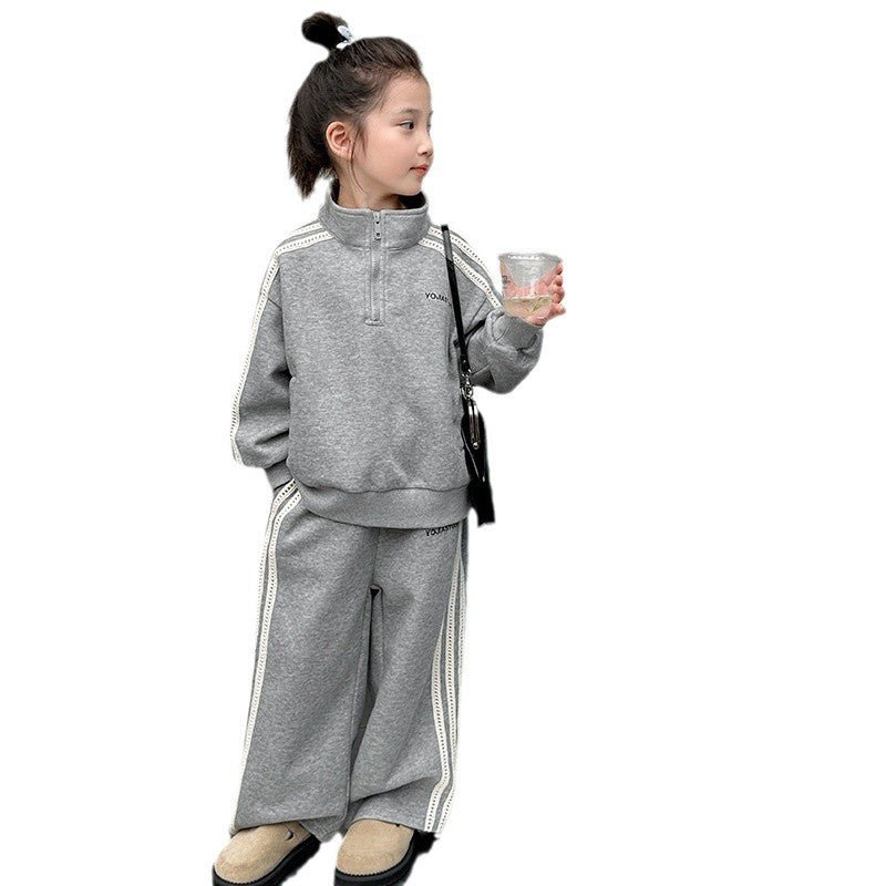 Girls' activewear set - autumn  new collection: stylish and trendy children's clothing, chic kids' spring/autumn sweatshirt and sweatpants two-piece set