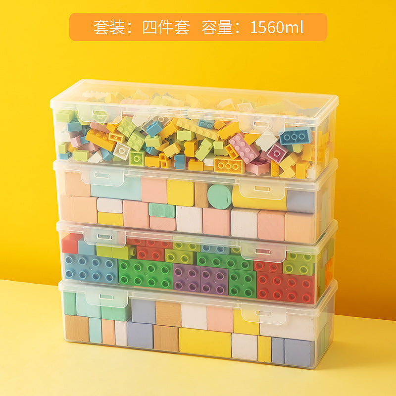 Transparent building block storage box Large capacity drawer Desktop Lego storage box with lid Plastic children's toy storage box