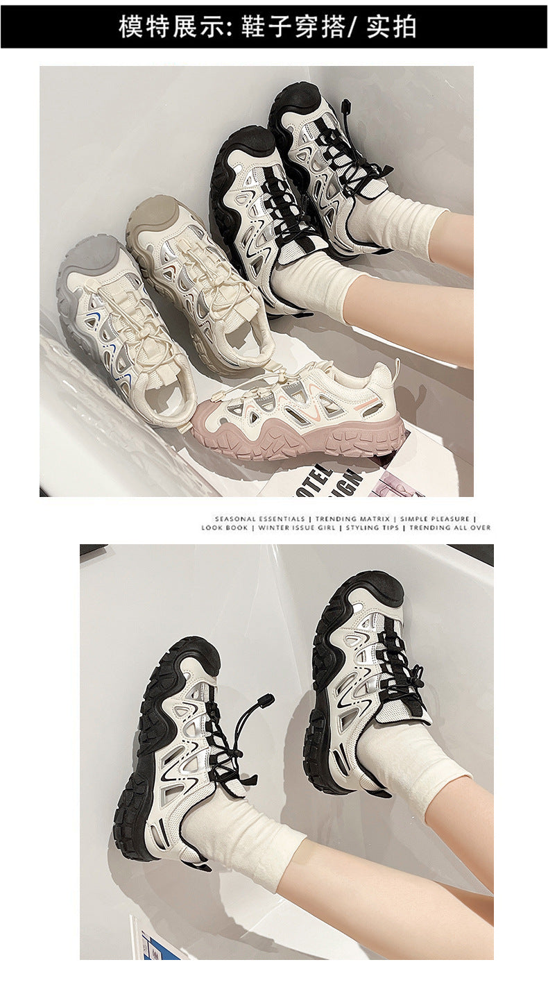 Chunky platform sneakers - 2026 summer new arrival: breathable, hollow-out, versatile, soft sole, mesh casual shoes - dad shoes