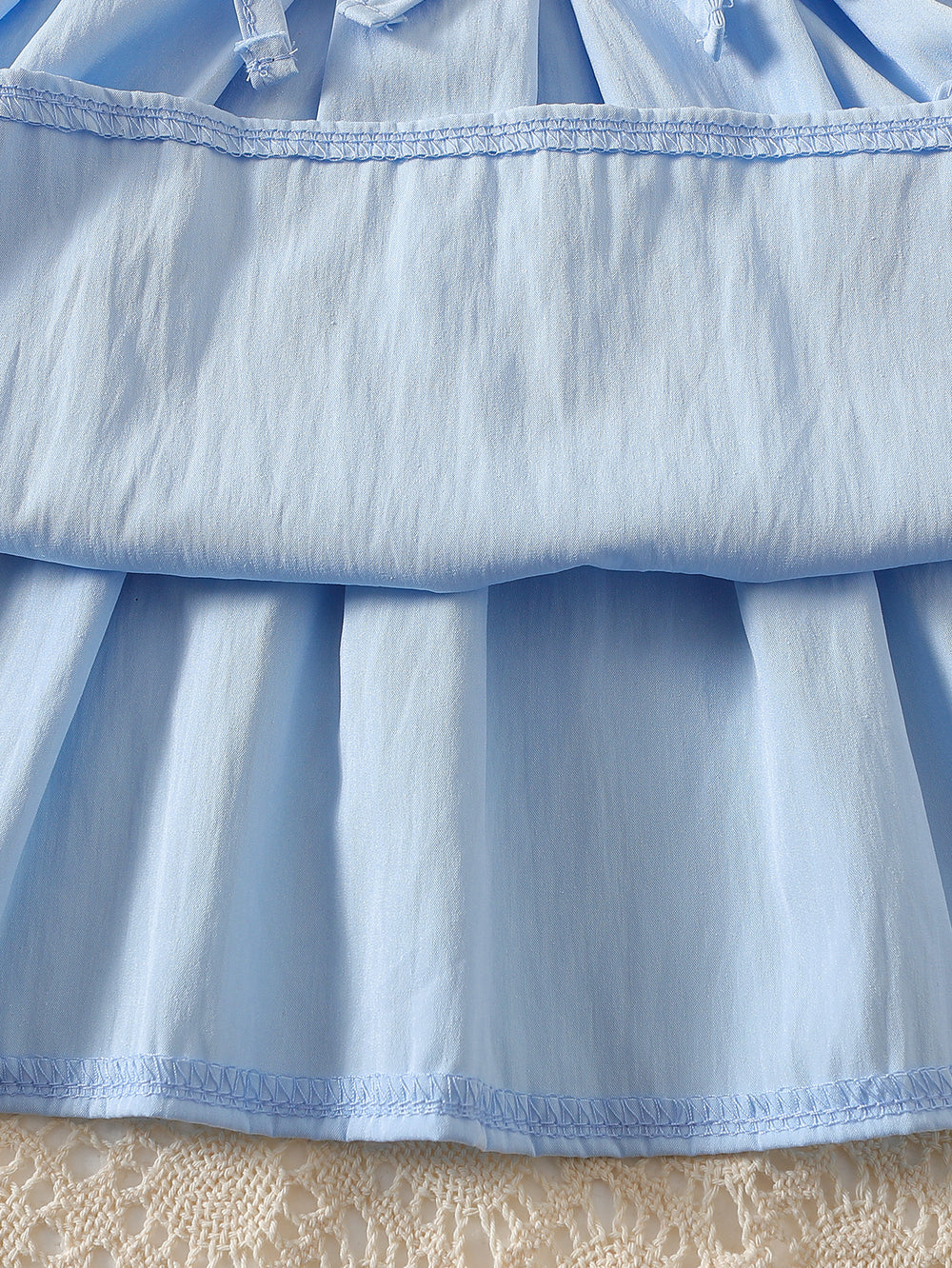 Summer fresh blue bow lightweight skirt suit