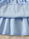 Summer fresh blue bow lightweight skirt suit