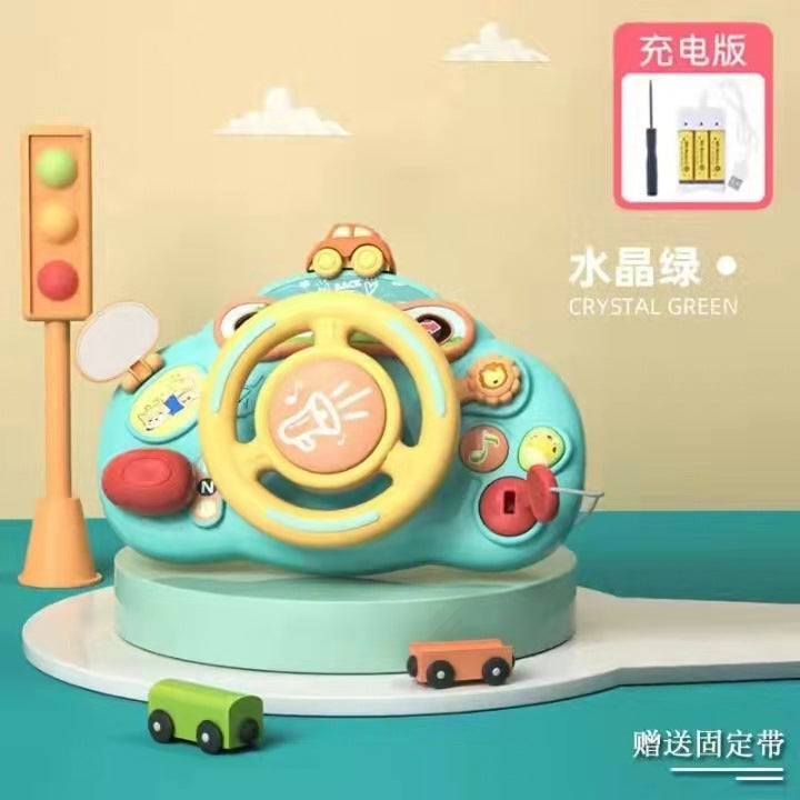 Wholesale children's realistic steering wheel toy - baby simulation car driving console - multifunctional early education educational toy