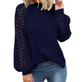 fashionexport cross-border new arrival  independent station round neck long sleeves lacepatchworkloosetops women