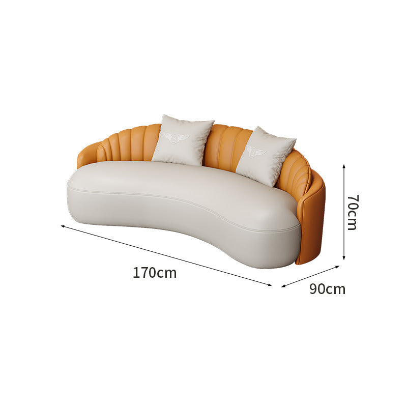 Cream style normcore slate leather corner table modern living room round small apartment size round coffee table sofa combination