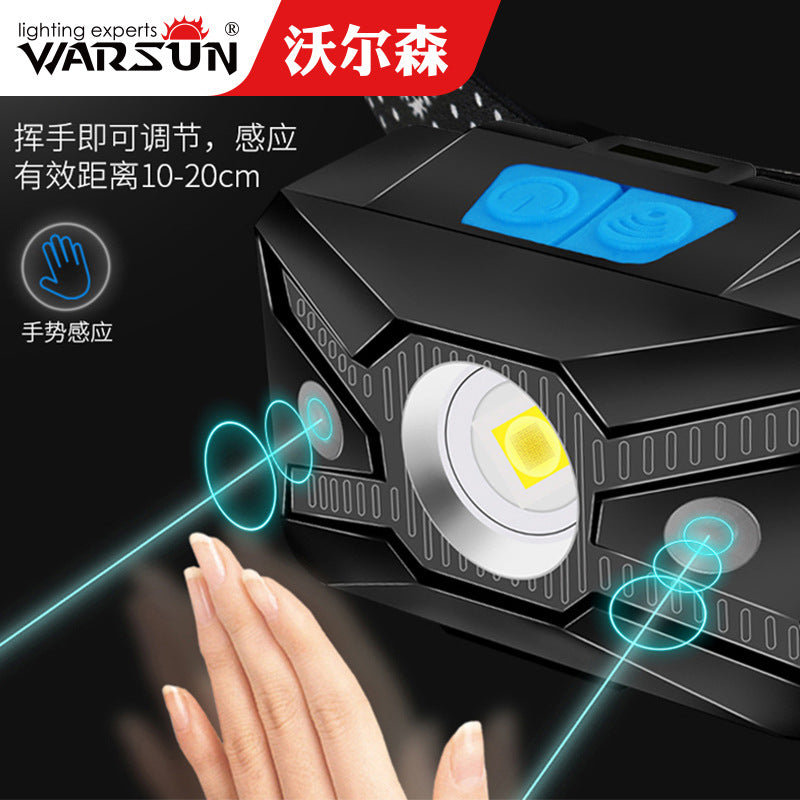 Walson 577 headlight LED long battery life strong light fishing charging outdoor head mounted small lighting induction headlight