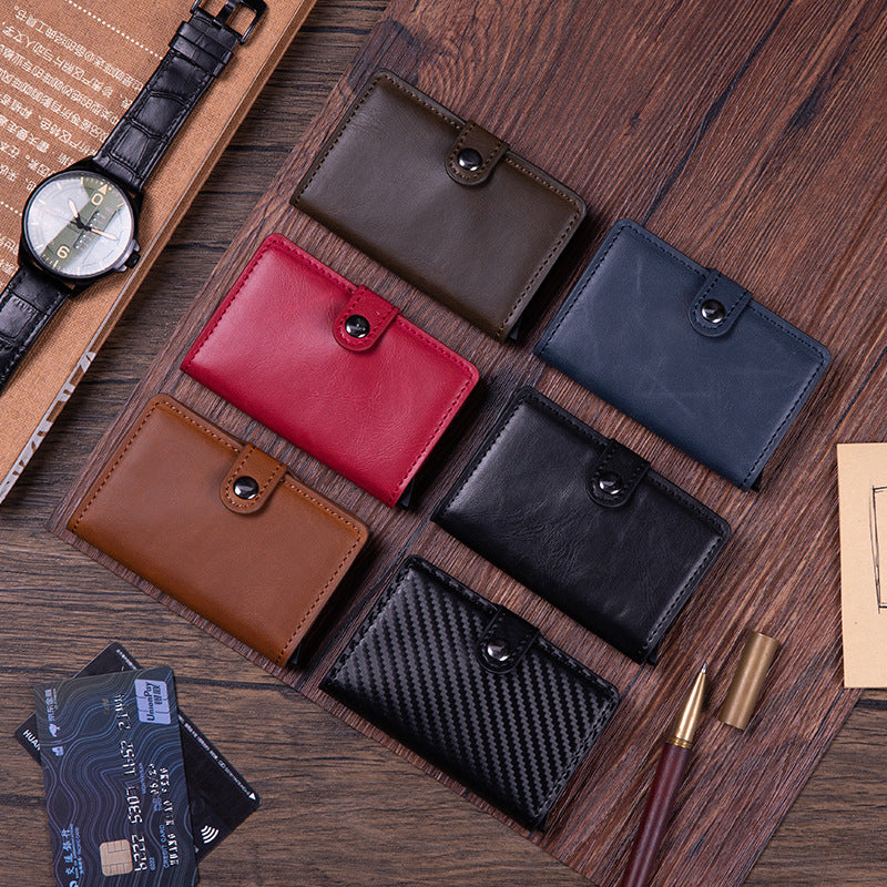 Cross-border  anti-magnetic RFID anti-theft swipe card bag, automatic elastic card type metal aluminum shell credit card box