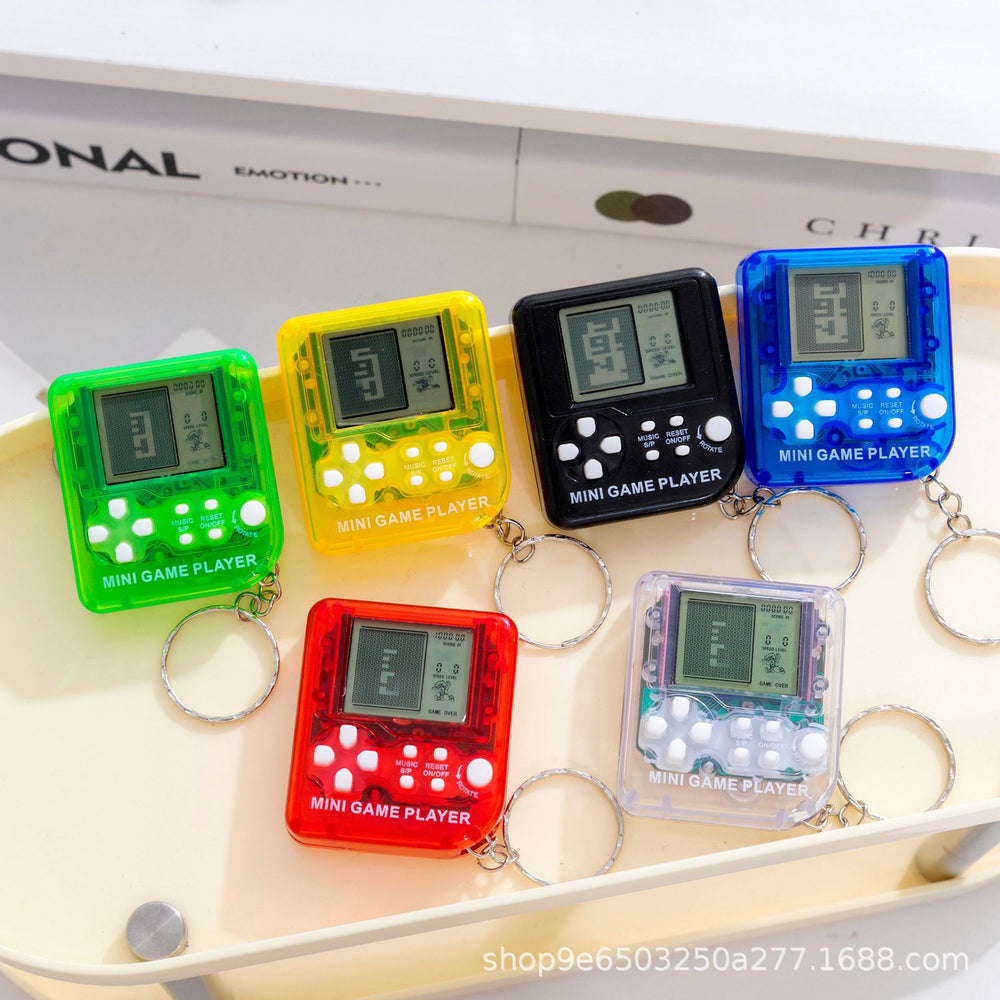 Pocket tetris game console - creative mini electronic game console keychain - nostalgic stress relief toy