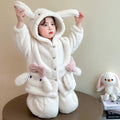 Kids' winter pajamas: new cartoon bunny hooded plush sleepwear set for girls - warm and cozy