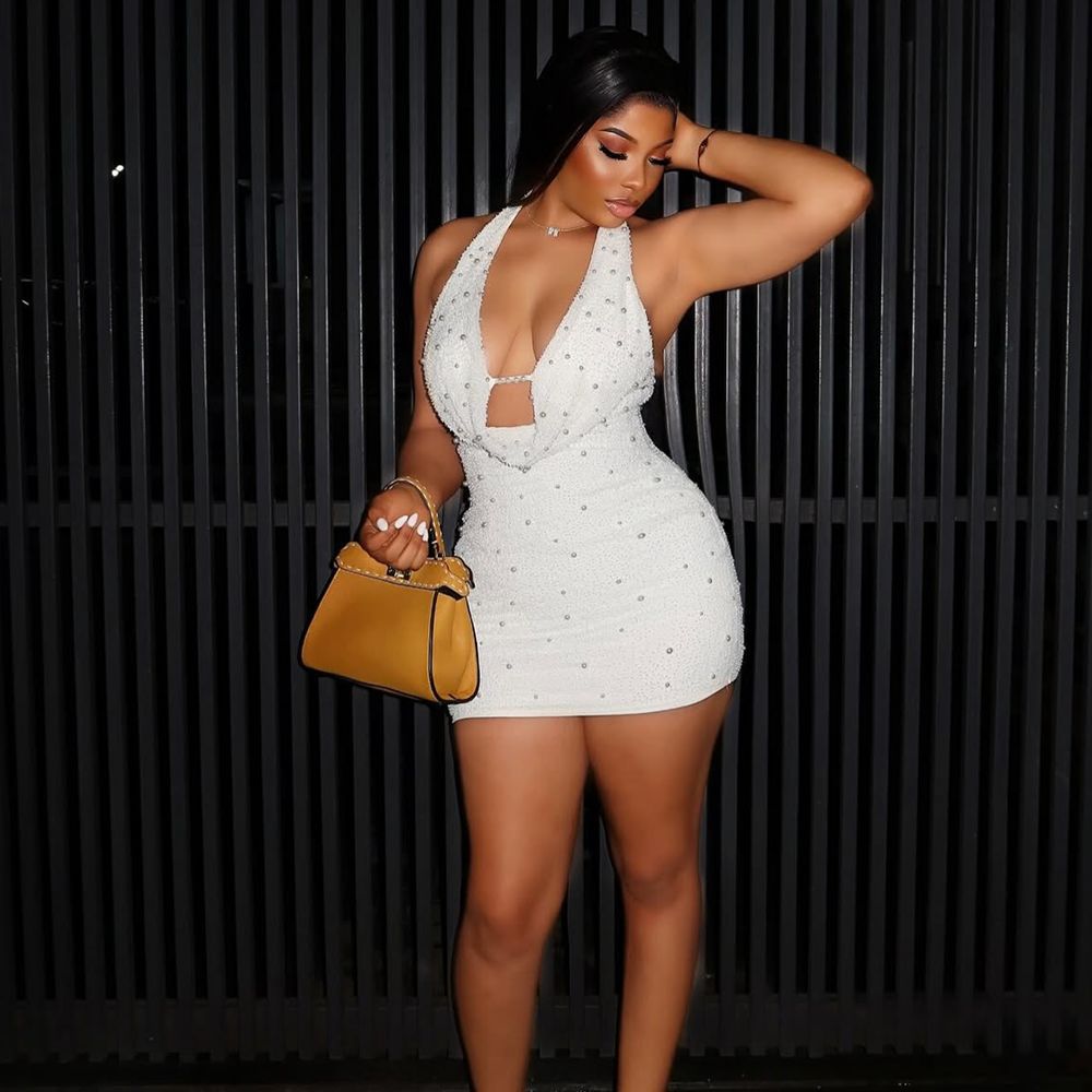 Exportnew arrival beading v neckcut out vest style dressfashionsexy hot girl backless silm hip skirt